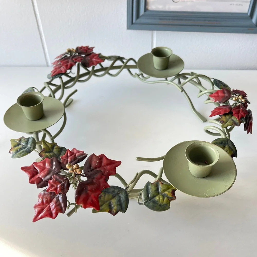 Vintage Metal Candle Holder Holiday Decor‎ 12.5in